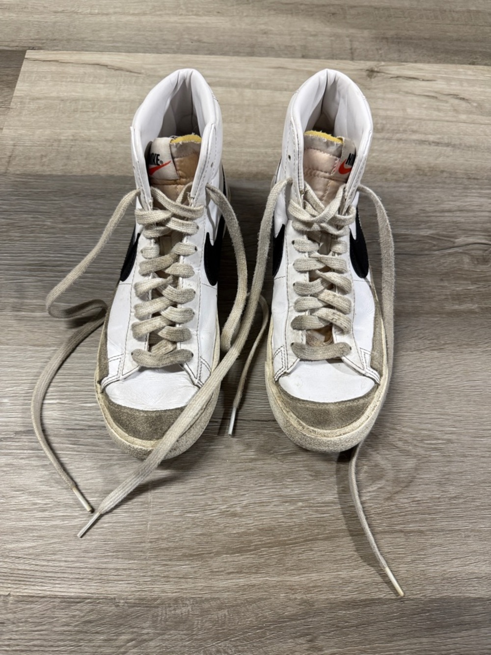Nike White and Black High-Top Swoosh Sneakers